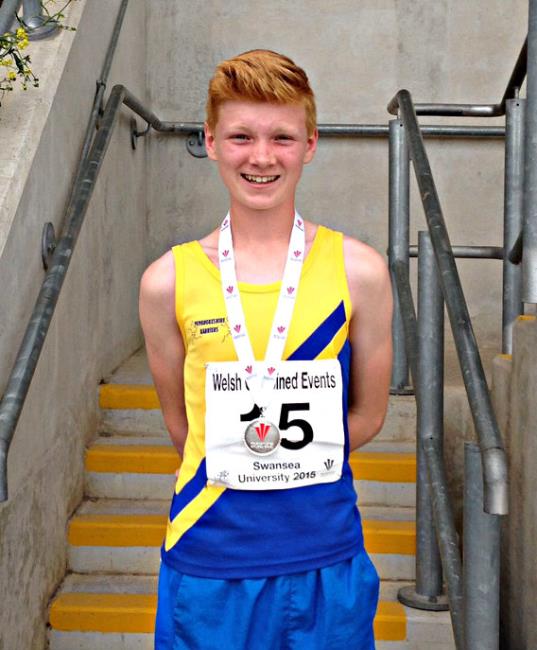 Dylan Phillips competes for the Pembrokeshire Harriers